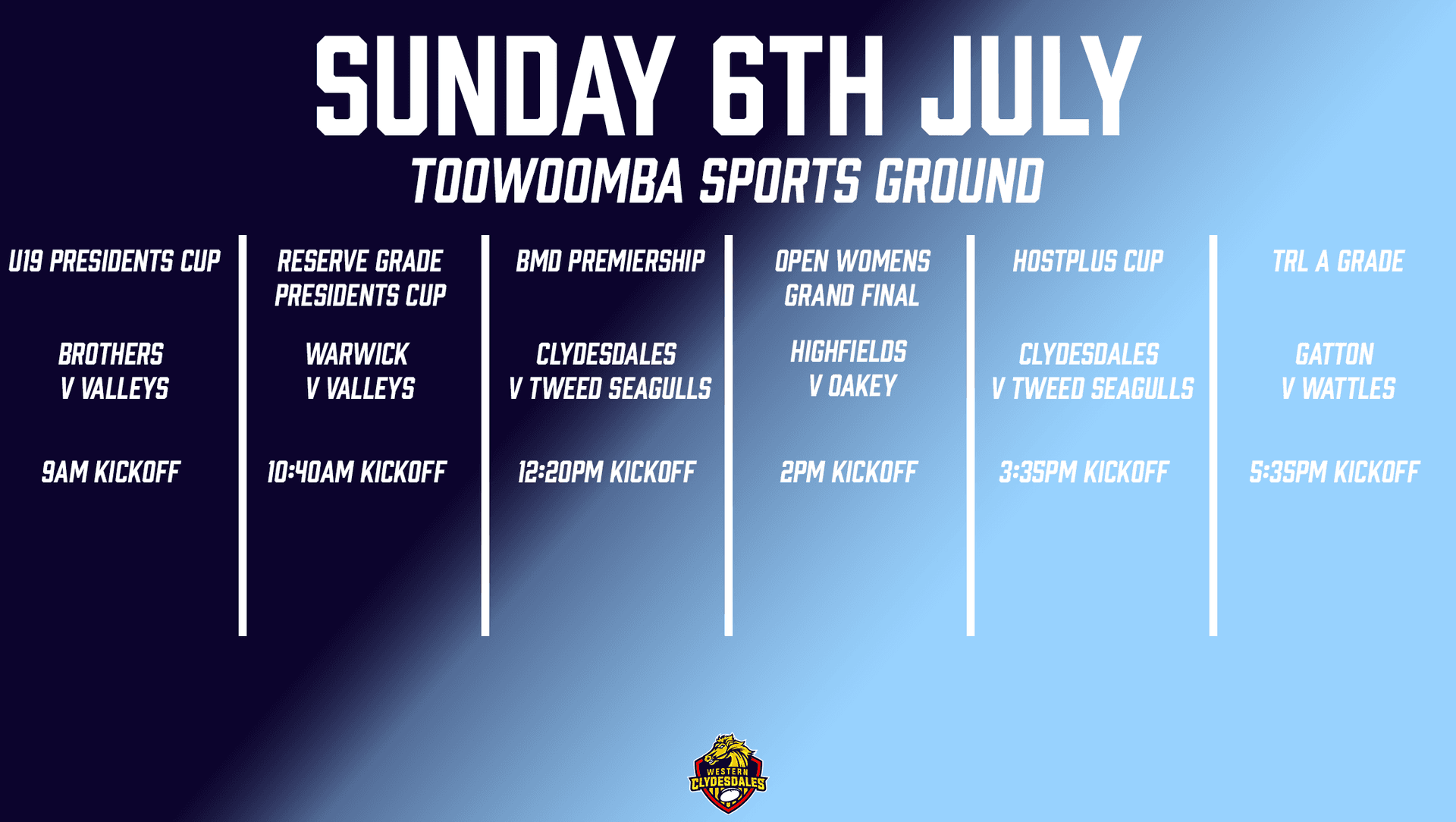 Western Clydesdales Hostplus Cup Round 16 and BMD Premiership Round 4